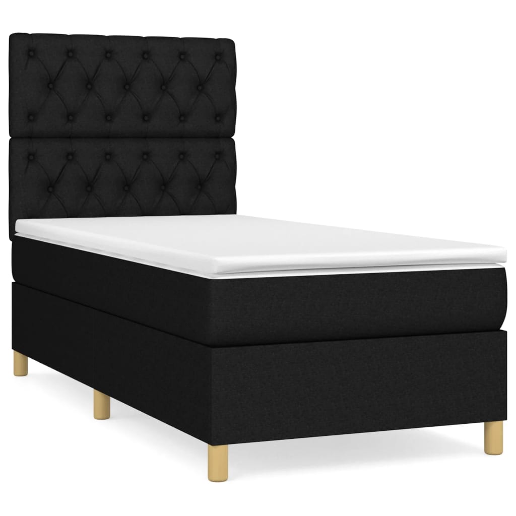 Κρεβάτι Boxspring με Στρώμα Μαύρο 80 x 200 εκ. Υφασμάτινο