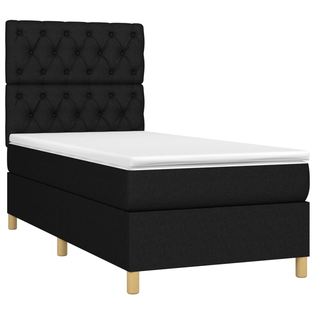 Κρεβάτι Boxspring με Στρώμα Μαύρο 80 x 200 εκ. Υφασμάτινο