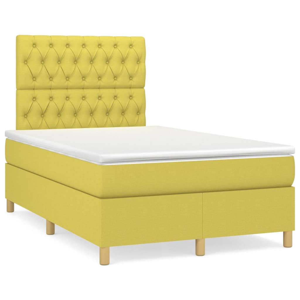 Κρεβάτι Boxspring με Στρώμα Πράσινο 120x200 εκ. Υφασμάτινο