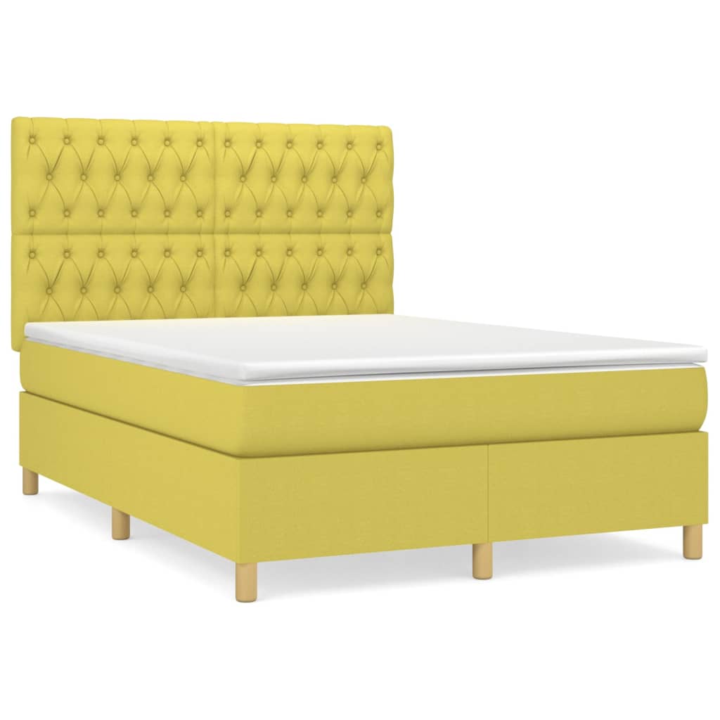 Κρεβάτι Boxspring με Στρώμα Πράσινο 140x200 εκ.Υφασμάτινο - Pakobazaar
