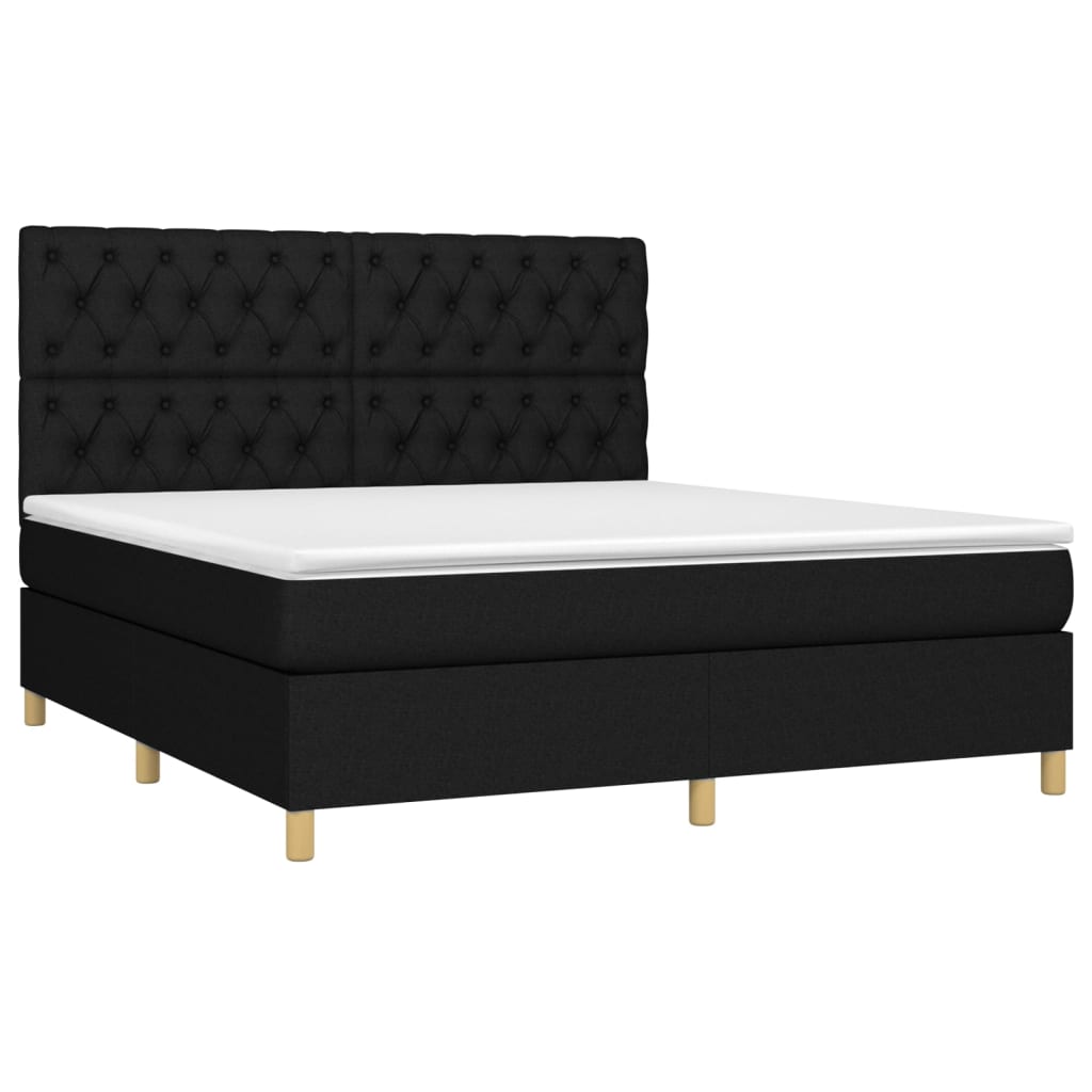 Κρεβάτι Boxspring με Στρώμα Μαύρο 160x200 εκ. Υφασμάτινο