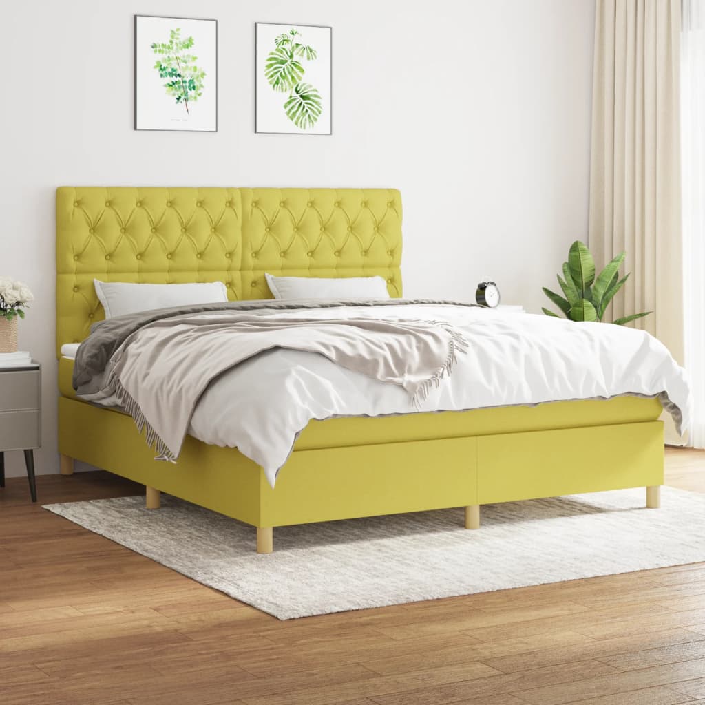 Κρεβάτι Boxspring με Στρώμα Πράσινο 160x200 εκ.Υφασμάτινο