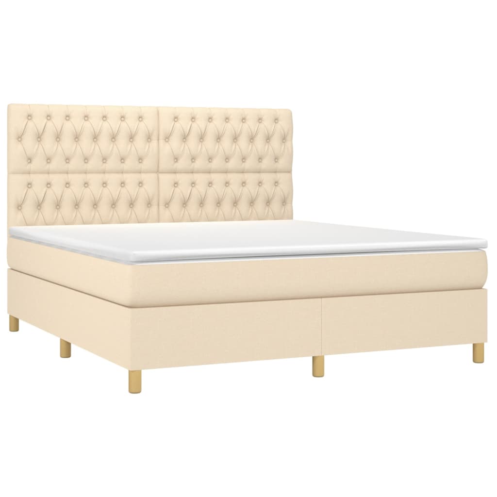 Κρεβάτι Boxspring με Στρώμα Κρεμ 180x200 εκ. Υφασμάτινο