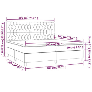 Κρεβάτι Boxspring με Στρώμα Μαύρο 200x200 εκ. Υφασμάτινο