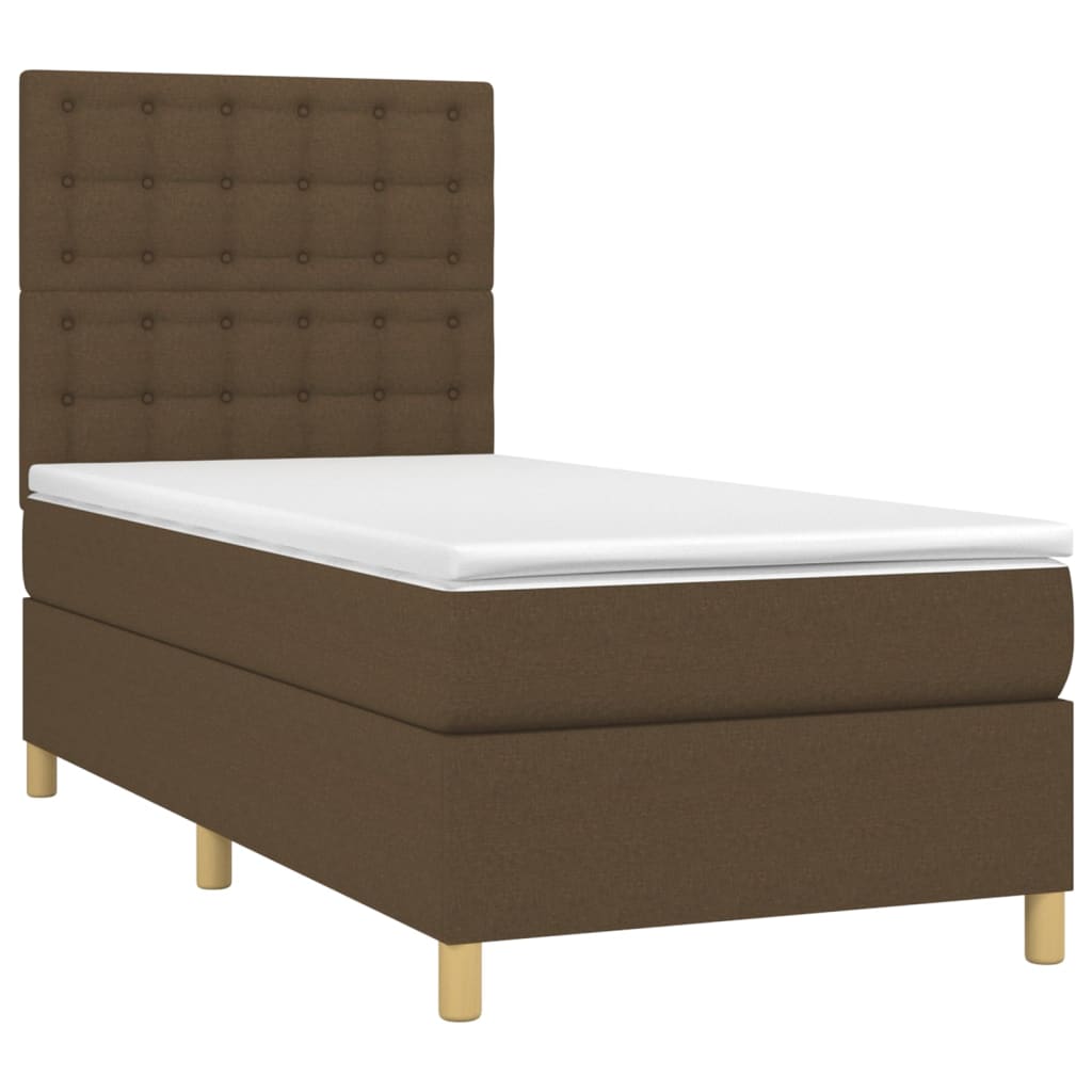 Κρεβάτι Boxspring με Στρώμα Σκούρο Καφέ 80x200 εκ. Υφασμάτινο - Pakobazaar