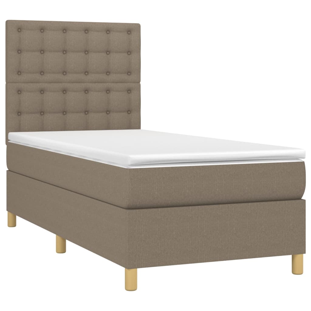 Κρεβάτι Boxspring με Στρώμα Taupe 100 x 200 εκ. Υφασμάτινο
