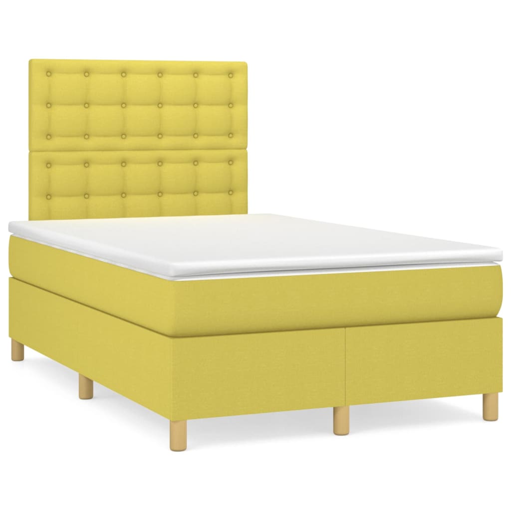 Κρεβάτι Boxspring με Στρώμα Πράσινο 120x200 εκ. Υφασμάτινο