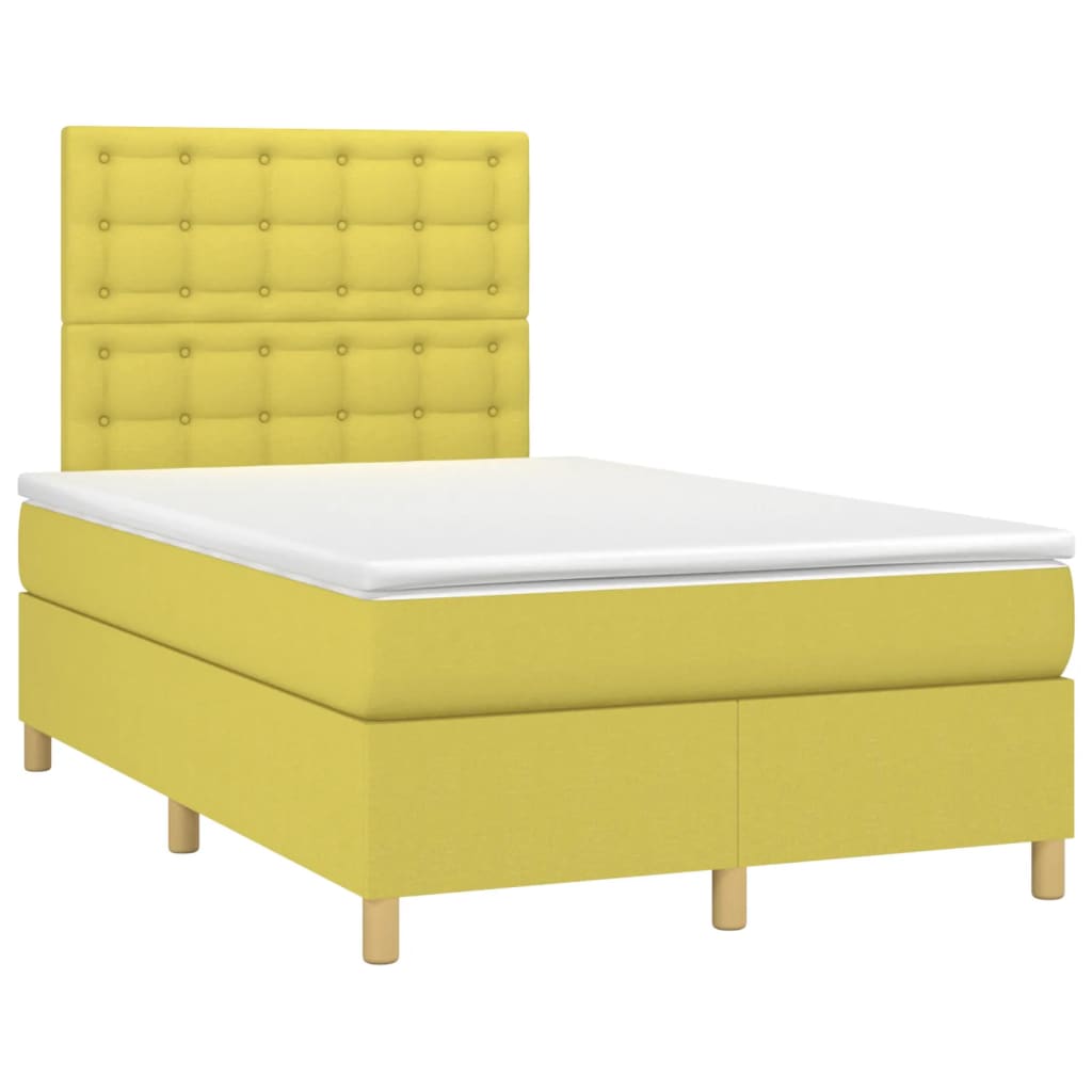 Κρεβάτι Boxspring με Στρώμα Πράσινο 120x200 εκ. Υφασμάτινο