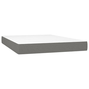 Κρεβάτι Boxspring με Στρώμα Σκούρο Γκρι 140x190 εκ. Υφασμάτινο