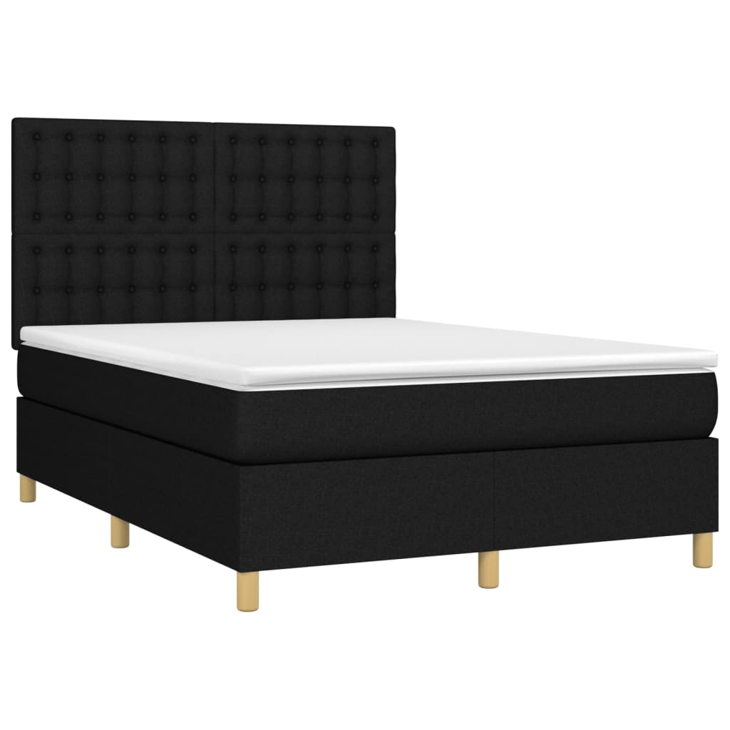 Κρεβάτι Boxspring με Στρώμα Μαύρο 140x190 εκ. Υφασμάτινο