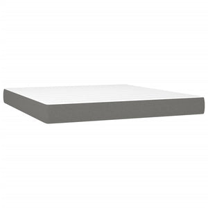 Κρεβάτι Boxspring με Στρώμα Σκούρο Γκρι 160x200 εκ Υφασμάτινο - Pakobazaar