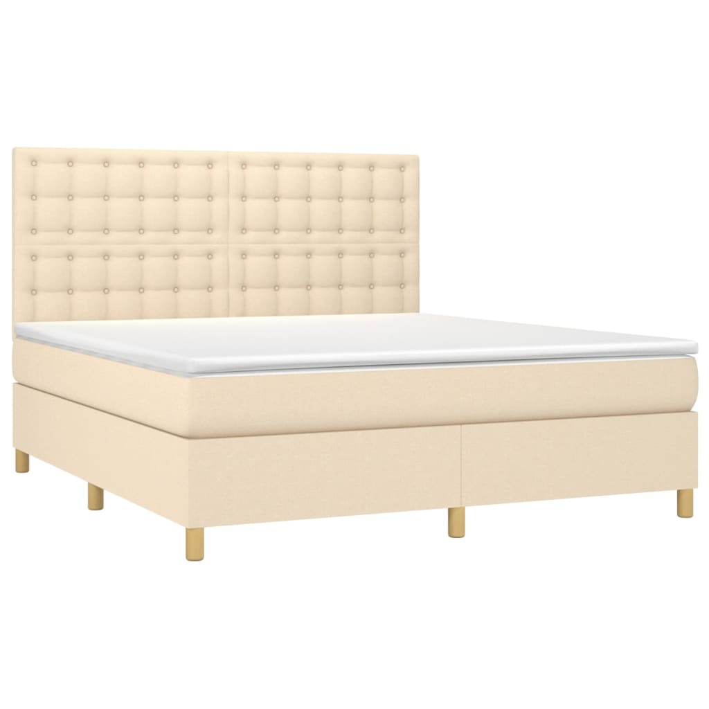 Κρεβάτι Boxspring με Στρώμα Κρεμ 160x200 εκ. Υφασμάτινο