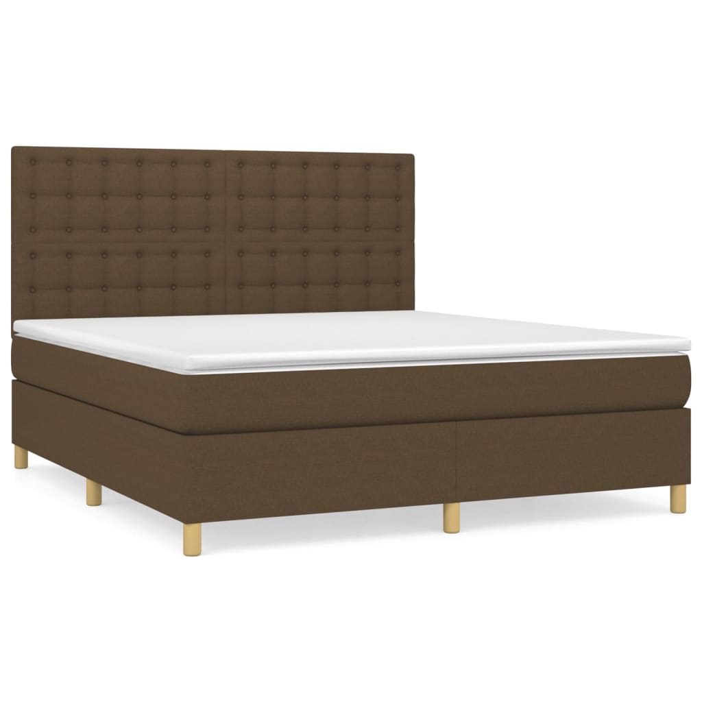 Κρεβάτι Boxspring με Στρώμα Σκούρο Καφέ 180x200 εκ Υφασμάτινο - Pakobazaar