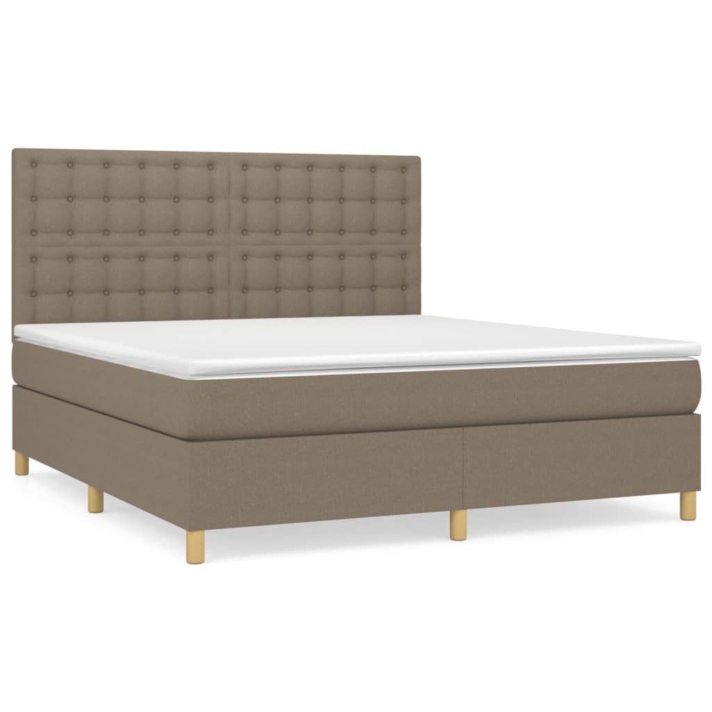 Κρεβάτι Boxspring με Στρώμα Taupe 180x200 εκ. Υφασμάτινο