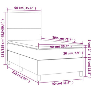 Κρεβάτι Boxspring με Στρώμα Μαύρο 90x200εκ. από Συνθετικό Δέρμα