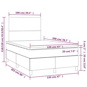 Κρεβάτι Boxspring με Στρώμα Μαύρο 120 x 200 εκ. Συνθετικό Δέρμα