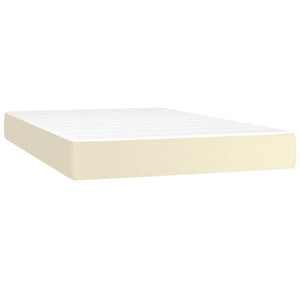 Κρεβάτι Boxspring με Στρώμα Κρεμ 120x200εκ. από Συνθετικό Δέρμα - Pakobazaar