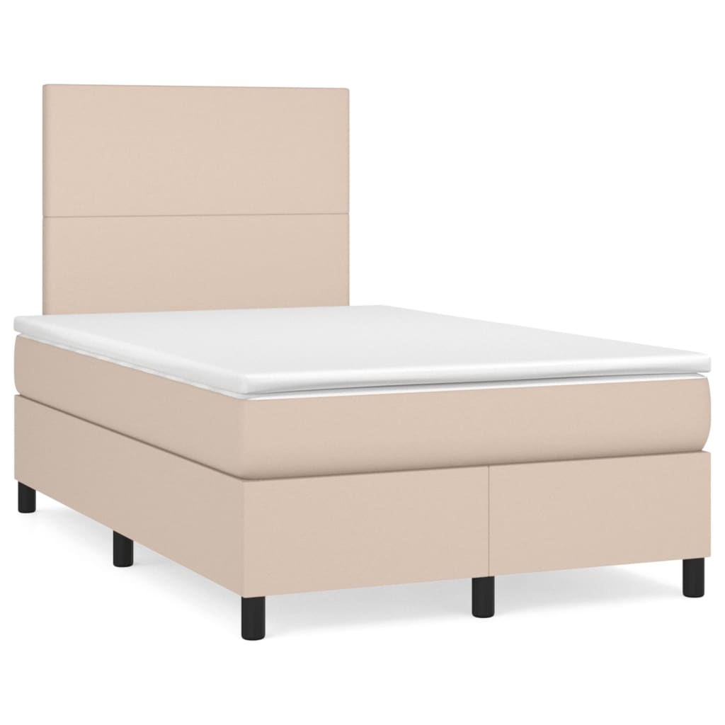 Κρεβάτι Boxspring με Στρώμα Καπουτσίνο 120x200εκ.από Συνθ.Δέρμα