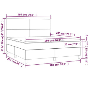 Κρεβάτι Boxspring με Στρώμα Λευκό 180x200 εκ. Συνθετικό Δέρμα
