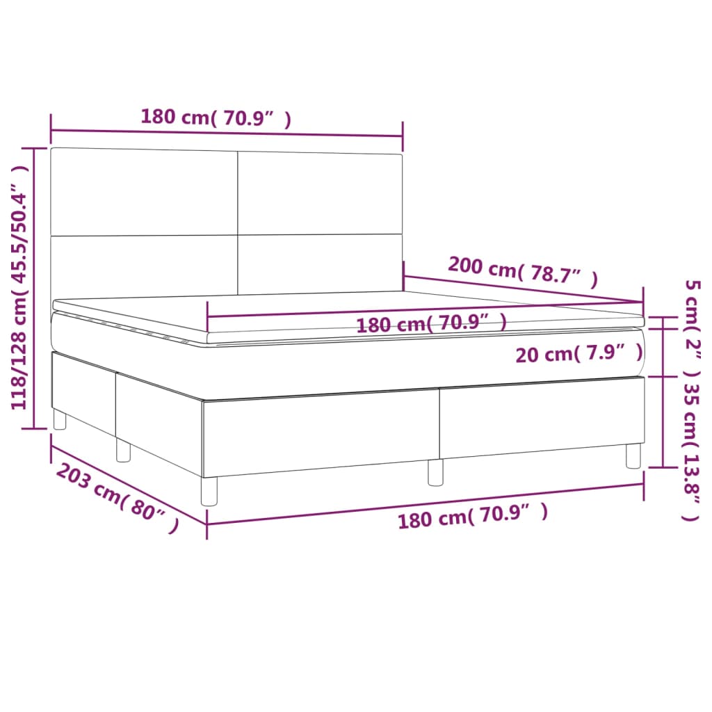 Κρεβάτι Boxspring με Στρώμα Καφέ 180x200 εκ. Συνθετικό Δέρμα
