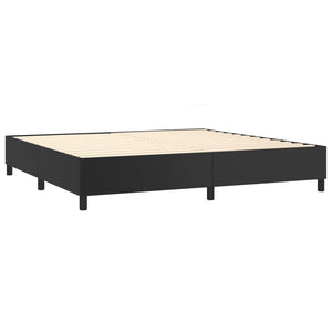 Κρεβάτι Boxspring με Στρώμα Μαύρο 200x200 εκ. Συνθετικό Δέρμα - Pakobazaar