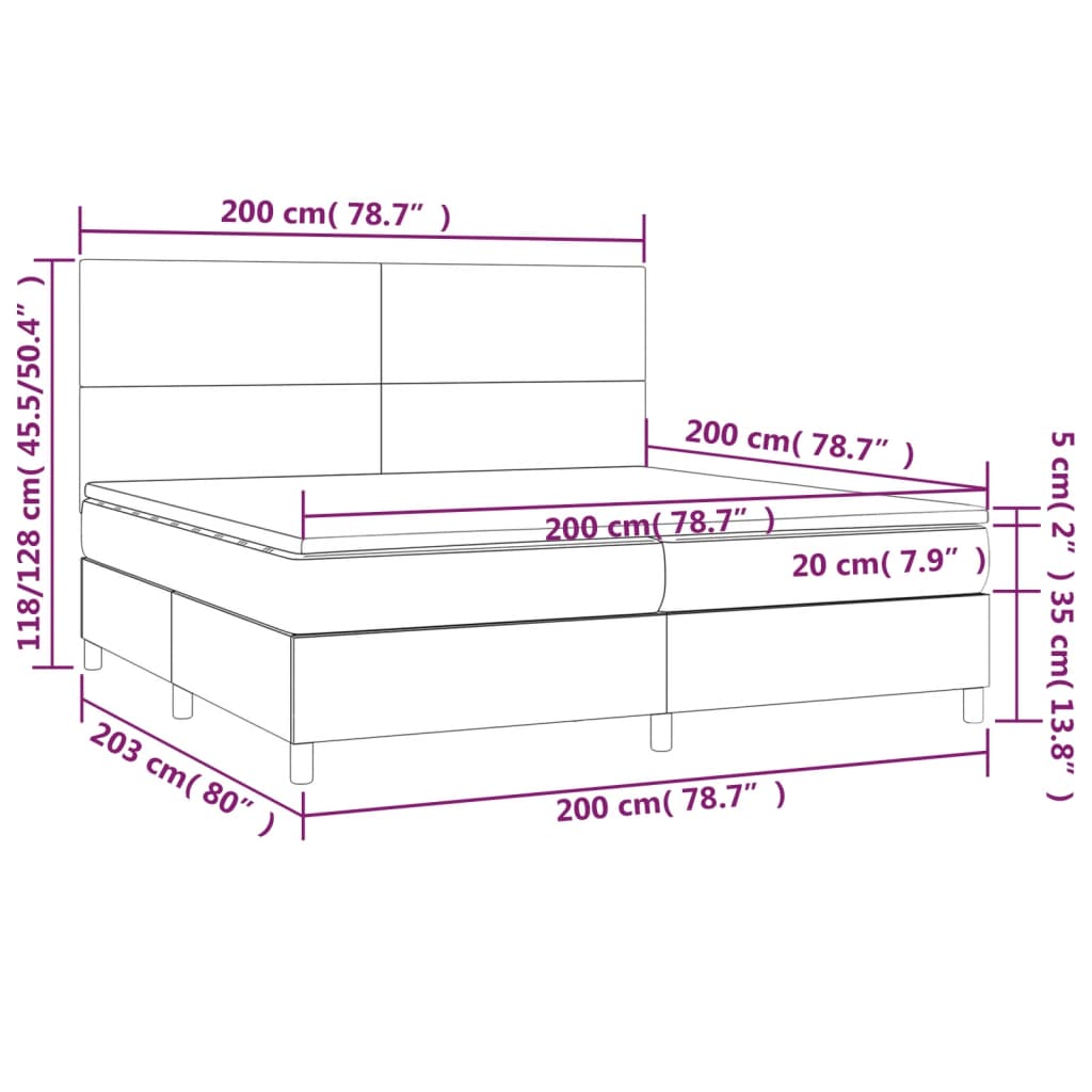 Κρεβάτι Boxspring με Στρώμα Μαύρο 200x200 εκ. Συνθετικό Δέρμα - Pakobazaar