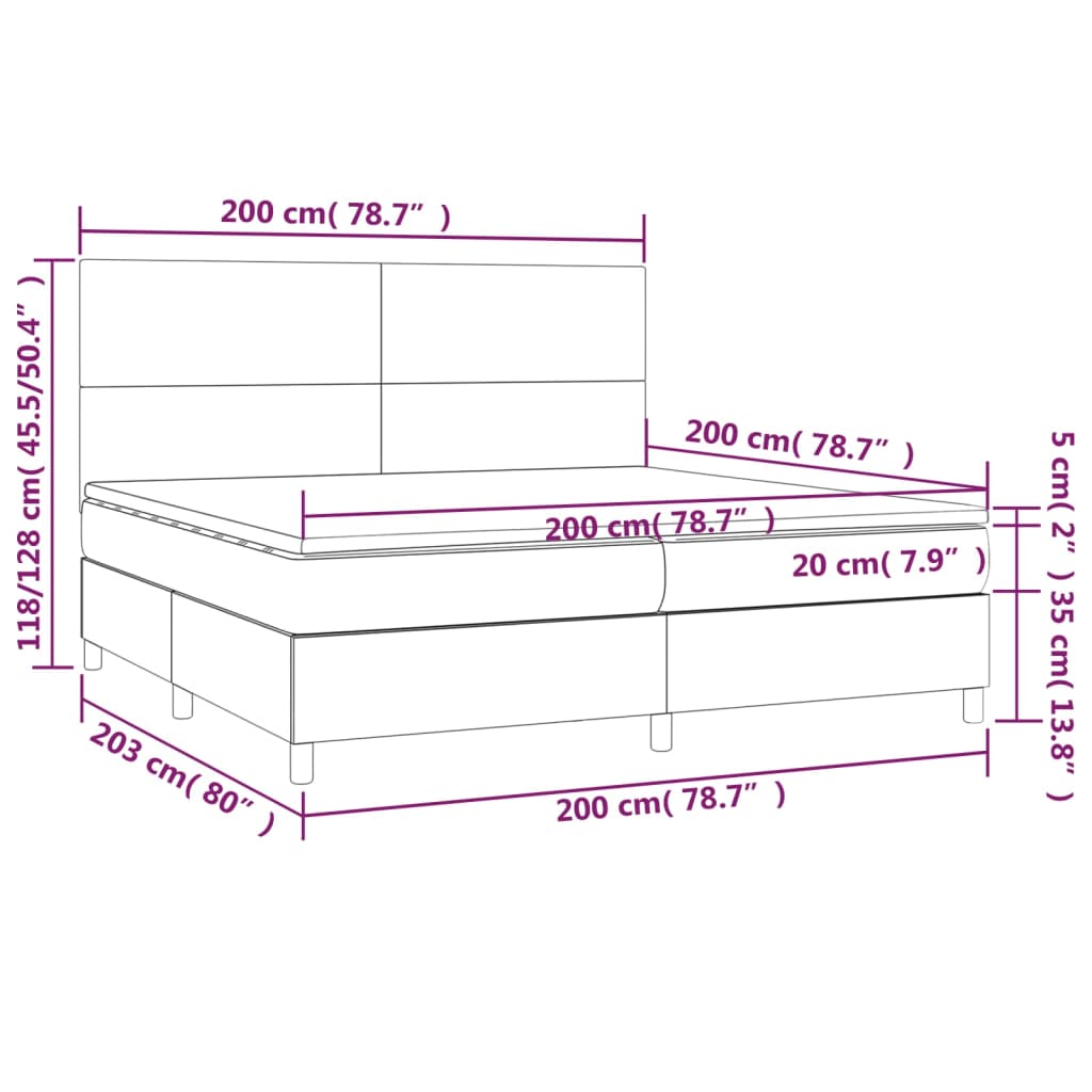 Κρεβάτι Boxspring με Στρώμα Καπουτσίνο 200x200εκ.από Συνθ.Δέρμα - Pakobazaar