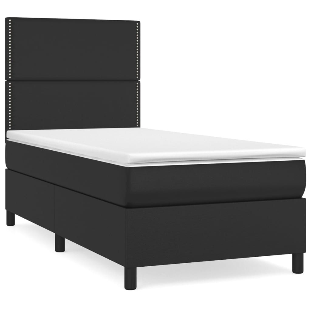 Κρεβάτι Boxspring με Στρώμα Μαύρο 80 x 200 εκ. Συνθετικό Δέρμα