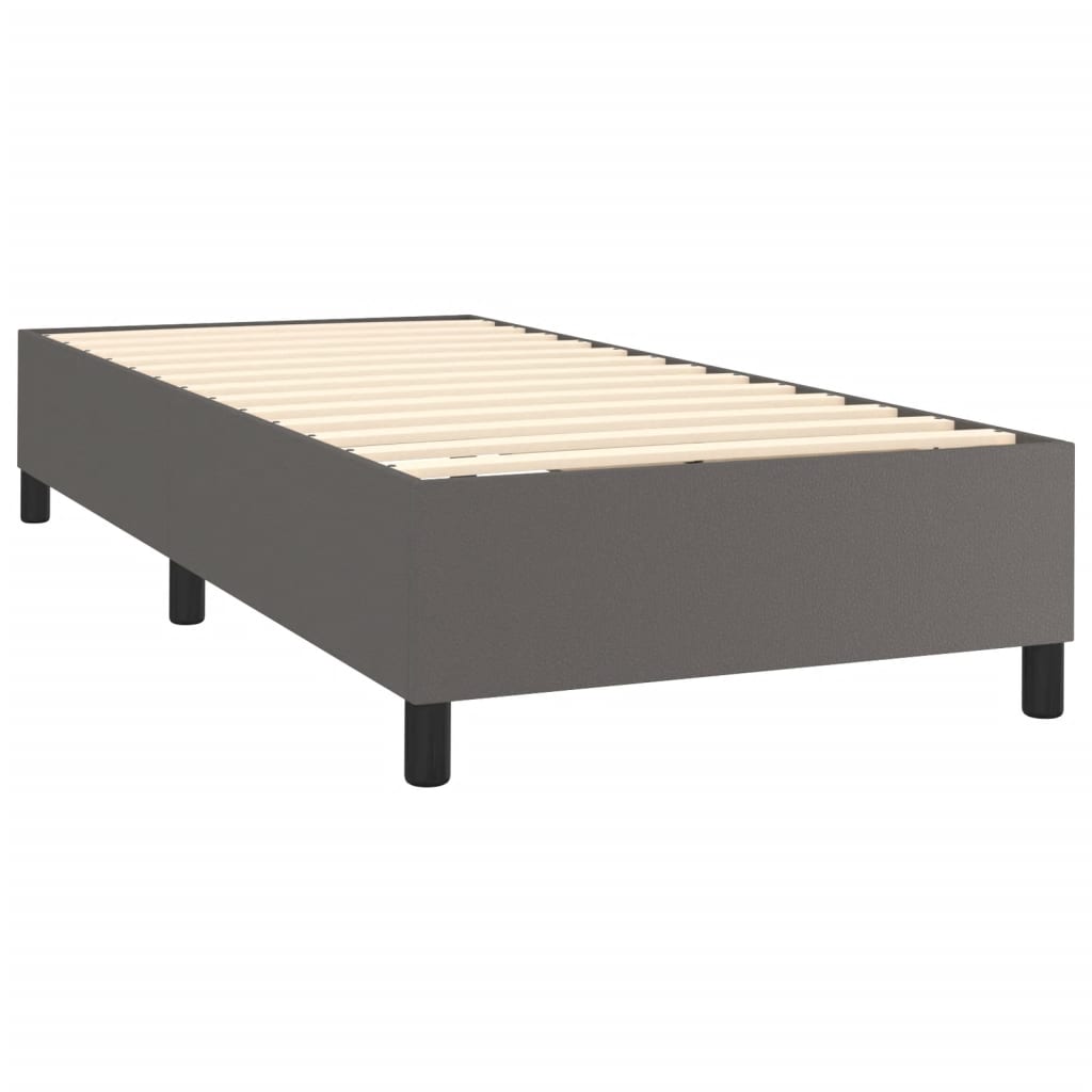 Κρεβάτι Boxspring με Στρώμα Γκρι 100x200εκ. από Συνθετικό Δέρμα