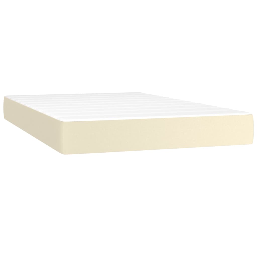 Κρεβάτι Boxspring με Στρώμα Κρεμ 120x200εκ. από Συνθετικό Δέρμα - Pakobazaar