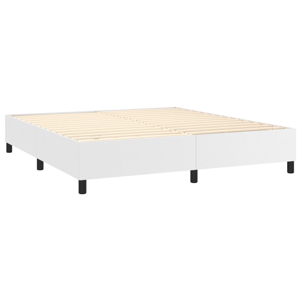 Κρεβάτι Boxspring με Στρώμα Λευκό 180x200 εκ. Συνθετικό Δέρμα