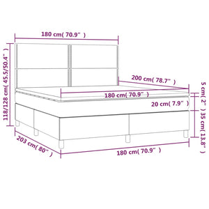 Κρεβάτι Boxspring με Στρώμα Λευκό 180x200 εκ. Συνθετικό Δέρμα