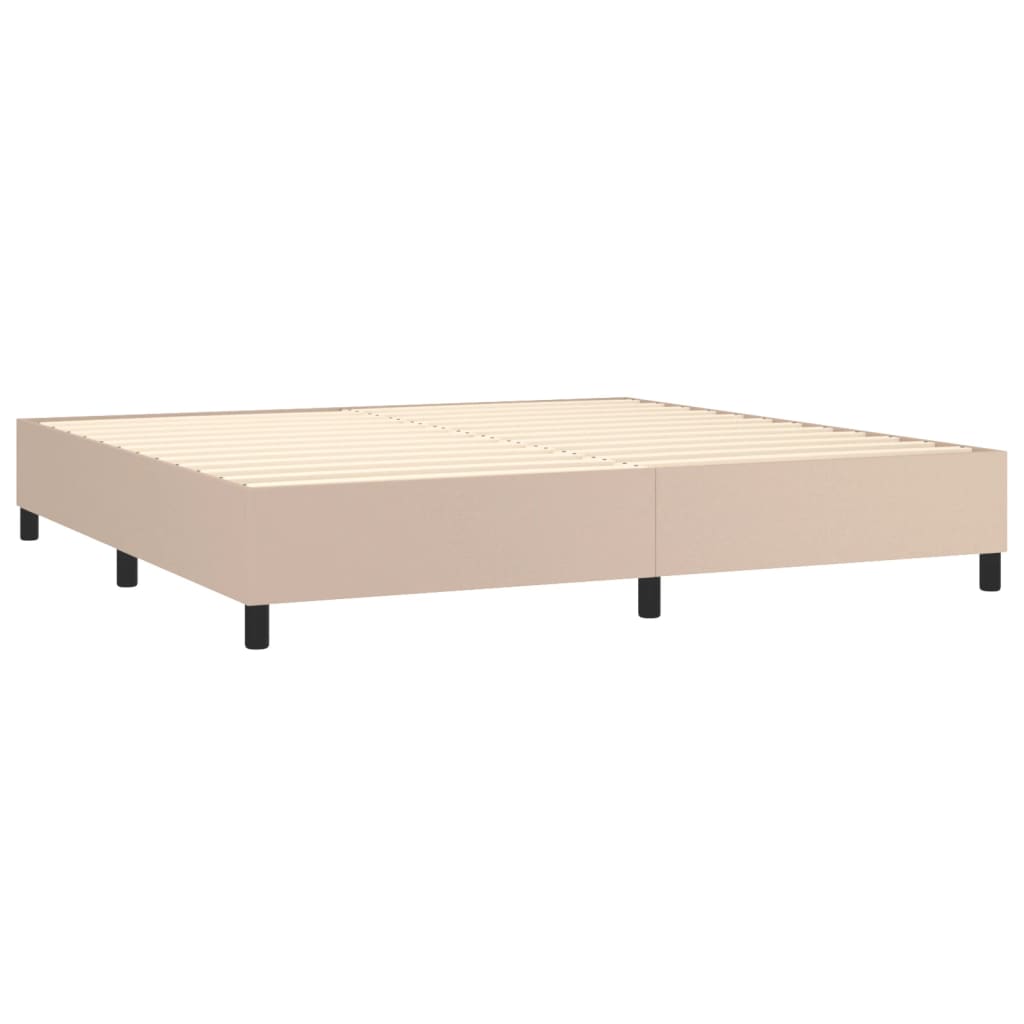 Κρεβάτι Boxspring με Στρώμα Καπουτσίνο 200x200εκ.από Συνθ.Δέρμα