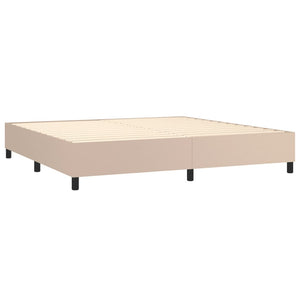 Κρεβάτι Boxspring με Στρώμα Καπουτσίνο 200x200εκ.από Συνθ.Δέρμα