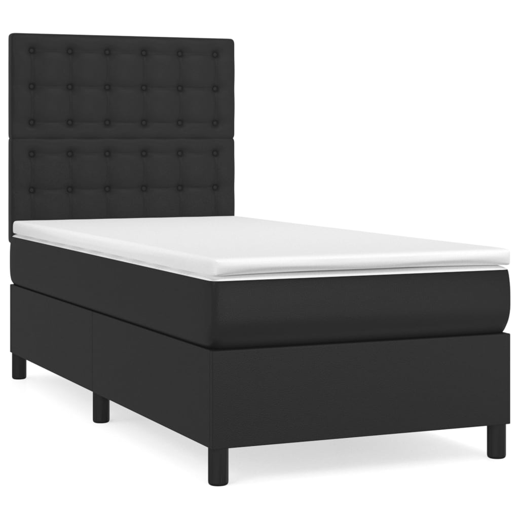 Κρεβάτι Boxspring με Στρώμα Μαύρο 80 x 200 εκ. Συνθετικό Δέρμα
