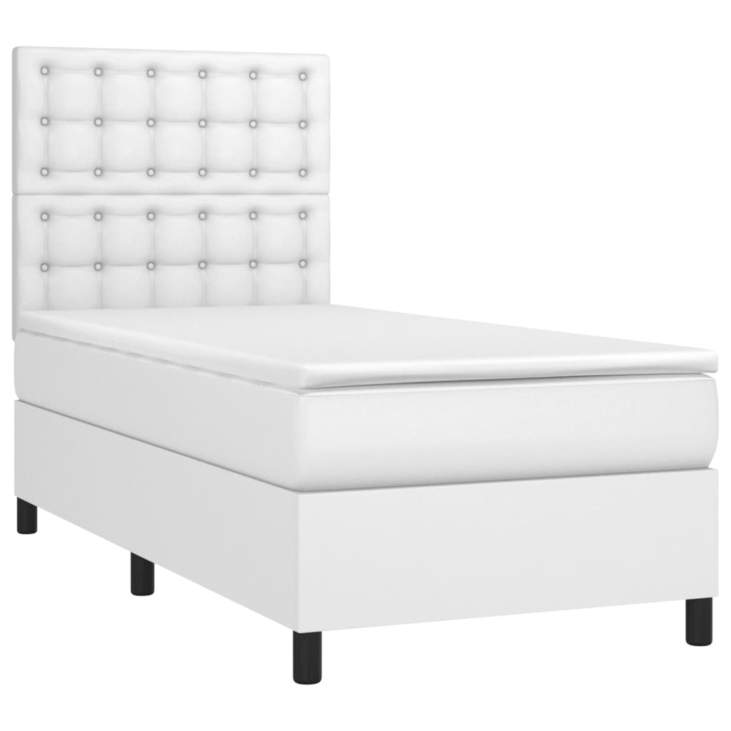 Κρεβάτι Boxspring με Στρώμα Λευκό 80 x 200 εκ. Συνθετικό Δέρμα