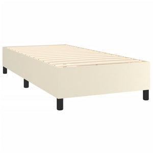 Κρεβάτι Boxspring με Στρώμα Κρεμ 90x190 εκ. από Συνθετικό Δέρμα - Pakobazaar