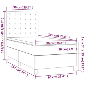 Κρεβάτι Boxspring με Στρώμα Κρεμ 90x190 εκ. από Συνθετικό Δέρμα - Pakobazaar