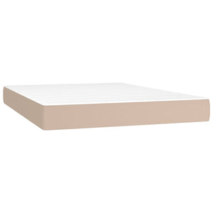 Κρεβάτι Boxspring με Στρώμα Καπουτσίνο 140x200εκ.από Συνθ.Δέρμα - Pakobazaar
