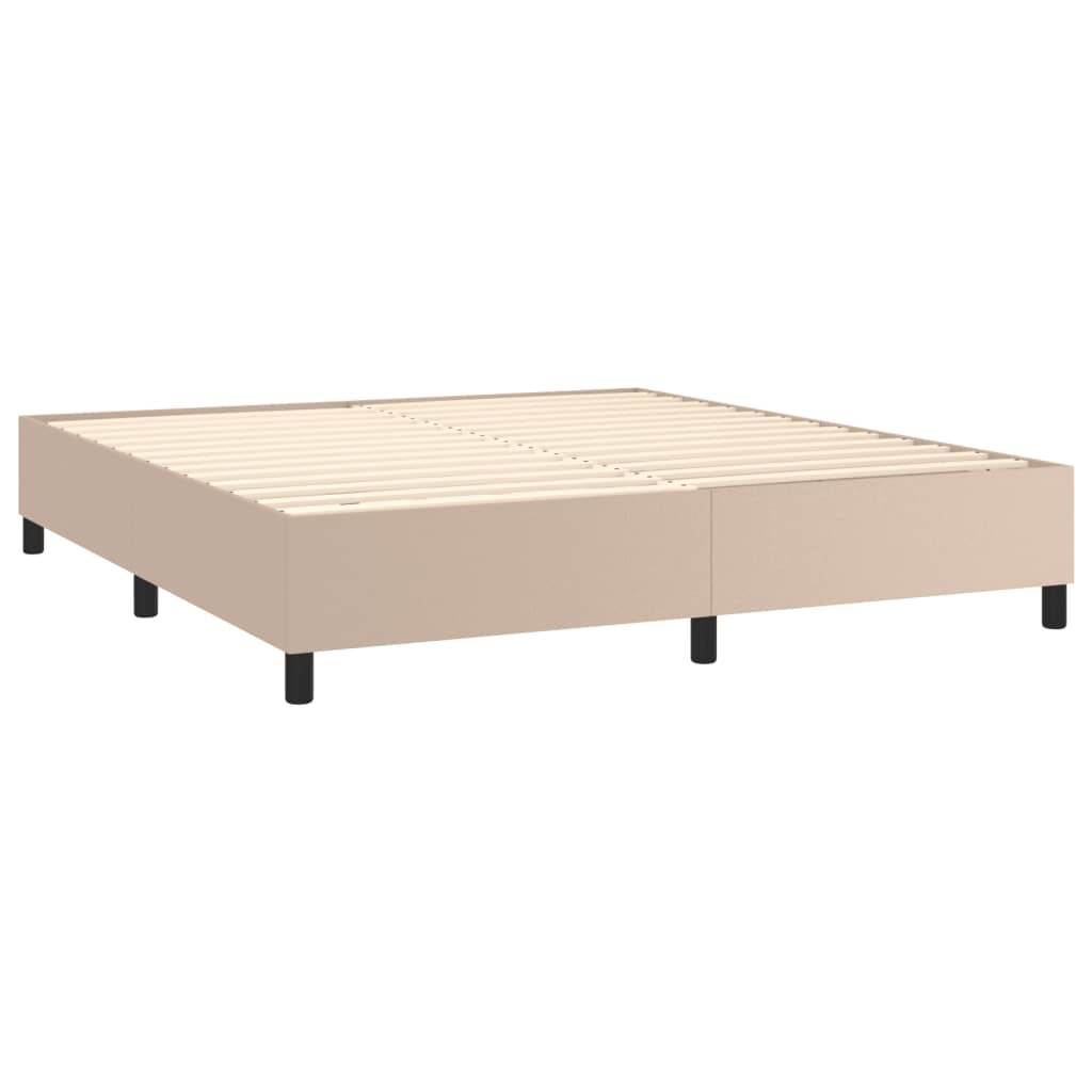 Κρεβάτι Boxspring με Στρώμα Καπουτσίνο 180x200 εκ. Συνθ. Δέρμα