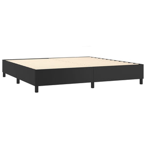 Κρεβάτι Boxspring με Στρώμα Μαύρο 200x200 εκ. Συνθετικό Δέρμα - Pakobazaar