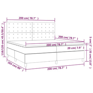 Κρεβάτι Boxspring με Στρώμα Λευκό 200x200 εκ. Συνθετικό Δέρμα