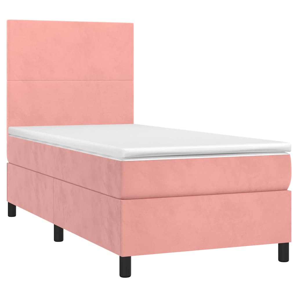 Κρεβάτι Boxspring με Στρώμα Ροζ 80 x 200 εκ. Βελούδινο