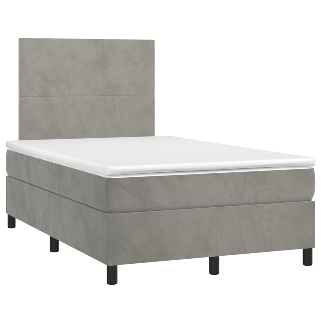 Κρεβάτι Boxspring με Στρώμα Ανοιχτό Γκρι 120x200 εκ. Βελούδινο