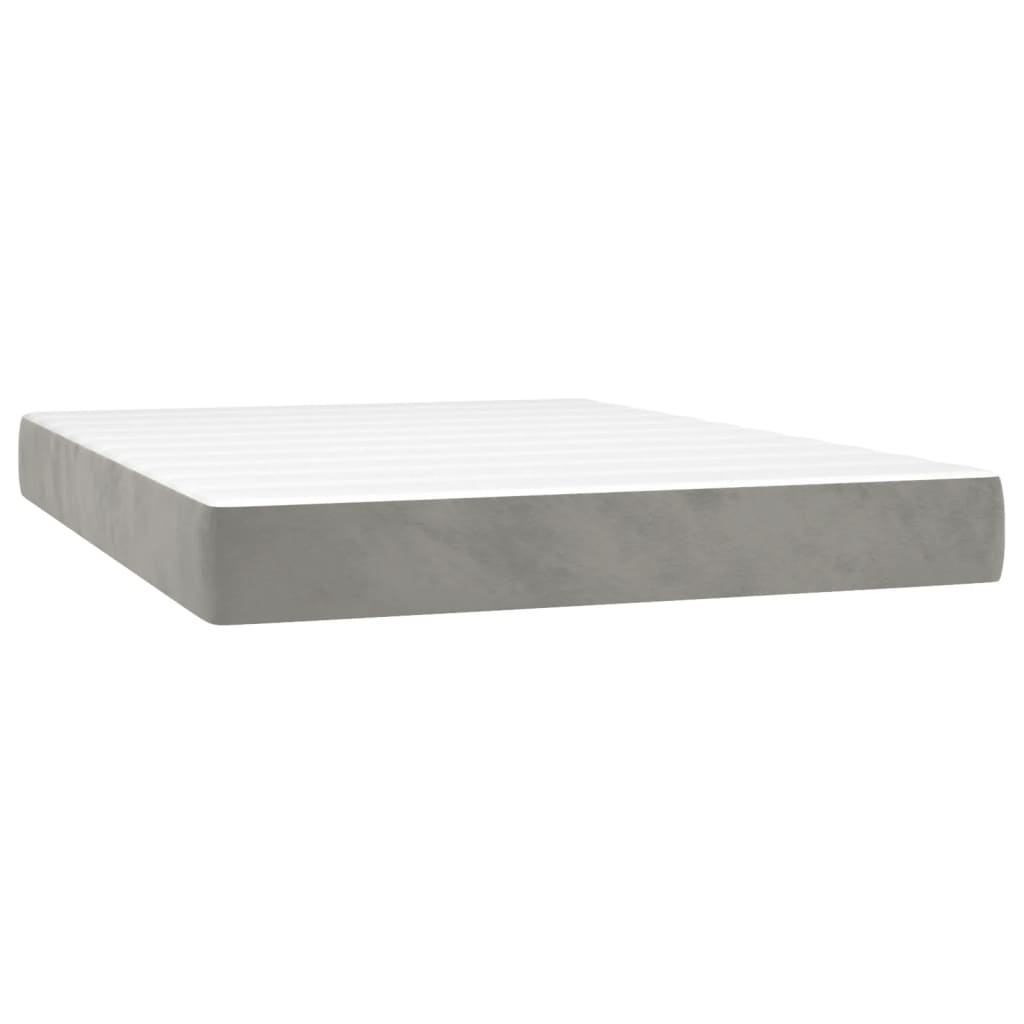 Κρεβάτι Boxspring με Στρώμα Ανοιχτό Γκρι 140x200 εκ. Βελούδινο