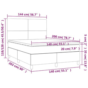 Κρεβάτι Boxspring με Στρώμα Σκούρο Πράσινο 140x200εκ. Βελούδινο