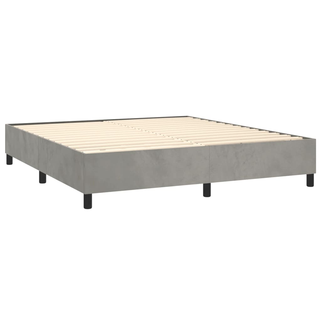Κρεβάτι Boxspring με Στρώμα Ανοιχτό Γκρι 160x200 εκ. Βελούδινο - Pakobazaar
