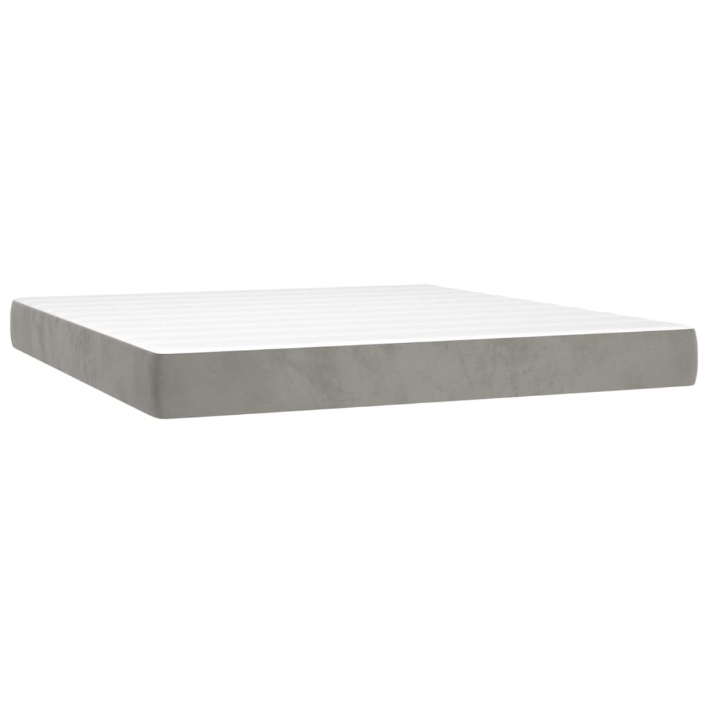 Κρεβάτι Boxspring με Στρώμα Ανοιχτό Γκρι 160x200 εκ. Βελούδινο - Pakobazaar