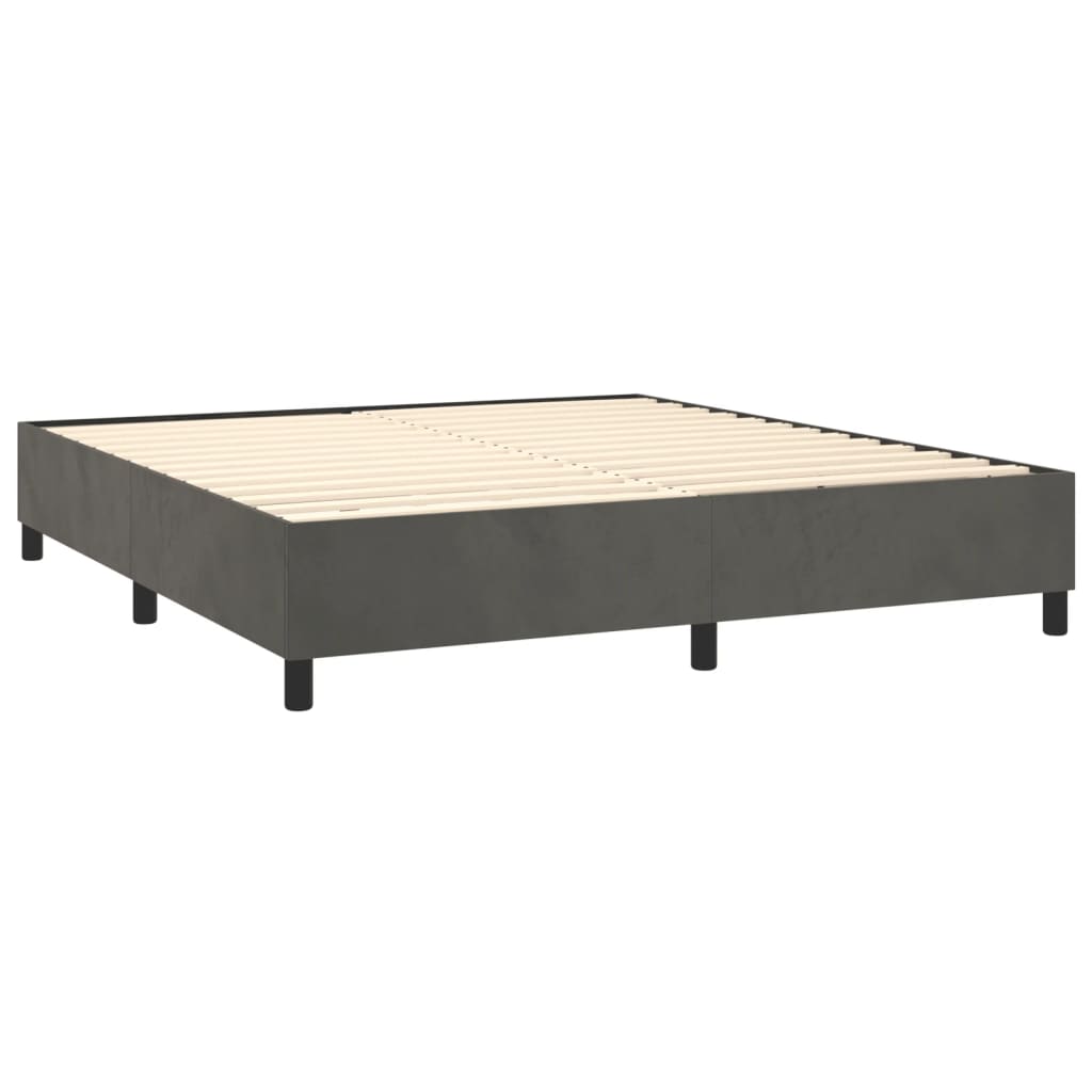 Κρεβάτι Boxspring με Στρώμα Σκούρο Γκρι 160x200 εκ. Βελούδινο