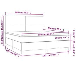 Κρεβάτι Boxspring με Στρώμα Σκούρο Γκρι 180x200 εκ. Βελούδινο
